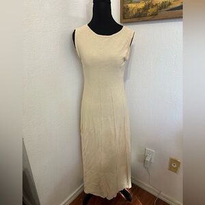 Zara Knit Sleeveless Maxi Dress in Cream - Size L